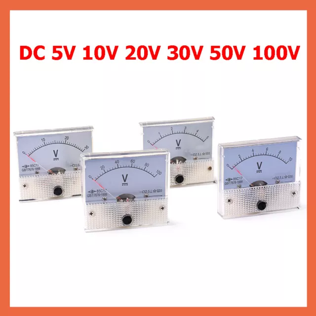 DC Analog Volt Voltage Needle Panel Meter Voltmeter Gauge 85C1 DC 5V - 100V