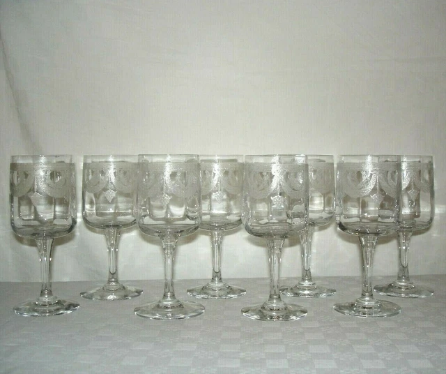 Baccarat St Louis 8 Verres A Eau Cristal Grave Facette Empire