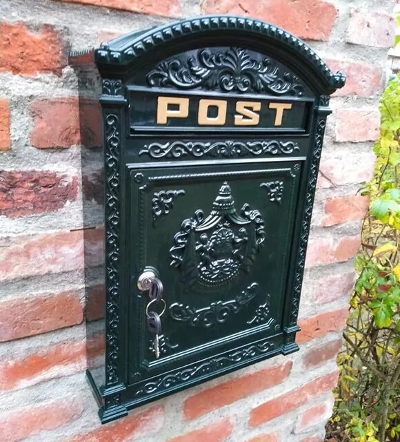Wand Briefkasten Postkasten Post Antik Stil Aluguss Alu Wandbriefkasten Neu