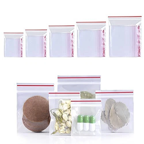 700 Pack Poly Zipper Bags,5 Different Size Small Craft Plastic Bags,Clear