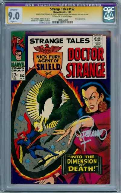 Strange Tales #152 1967 Cgc 9.0 Ap Signature Series Signed Jim Steranko Marvel