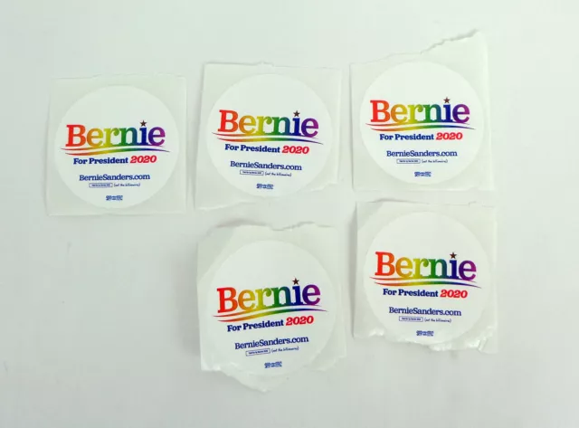 (5) Bernie Sanders For President 2020 Official Campaign Rally Lapel Sticker Lot