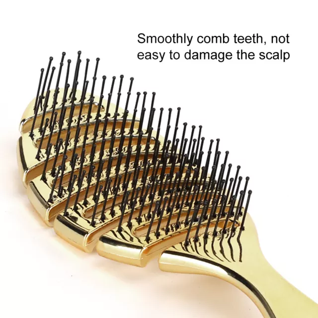 (Gold)Curved Styling Hairbrush Comb Large Teeth Massage Abs Comb For Create A