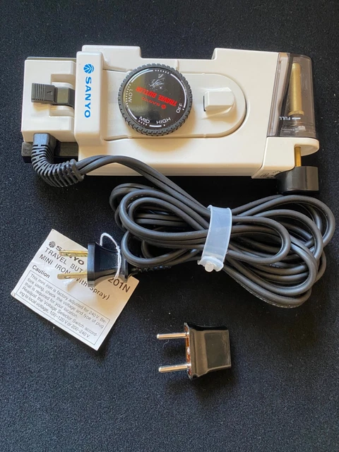 NEW! NOS - Sanyo A201N Travel Butler Mini Iron Dual Voltage 110 220V Compact