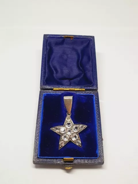 STUNNING Silver Edwardian Paste Star Pendant IN ORIGINAL BLOWN BOX!