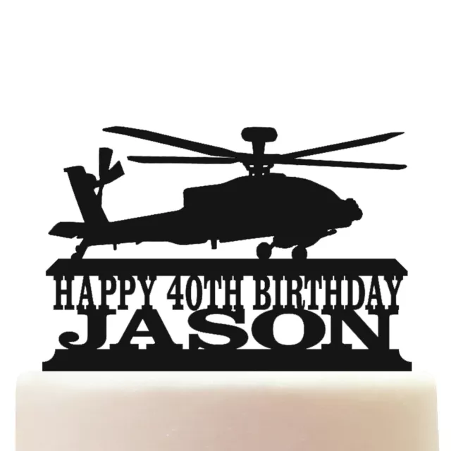 Personalised Acrylic Apache Attack Helicopter Birthday Cake Topper Decoration