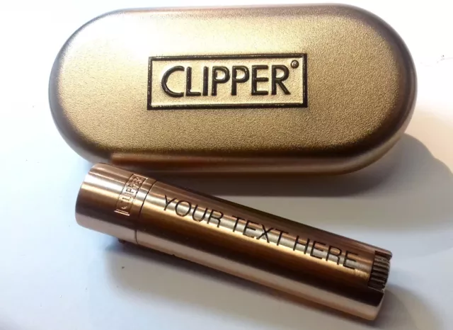 CLIPPER Engraved ROSE GOLD Personalised Metal Lighter Birthday Fathers Day Gift