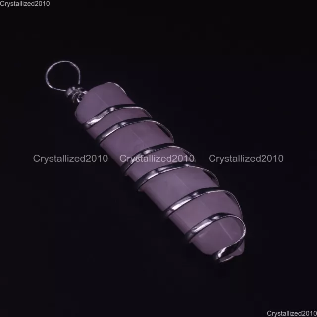 Natural Gemstone Twisted Line Long Hexagonal Reiki Chakra Healing Pendant Beads 3