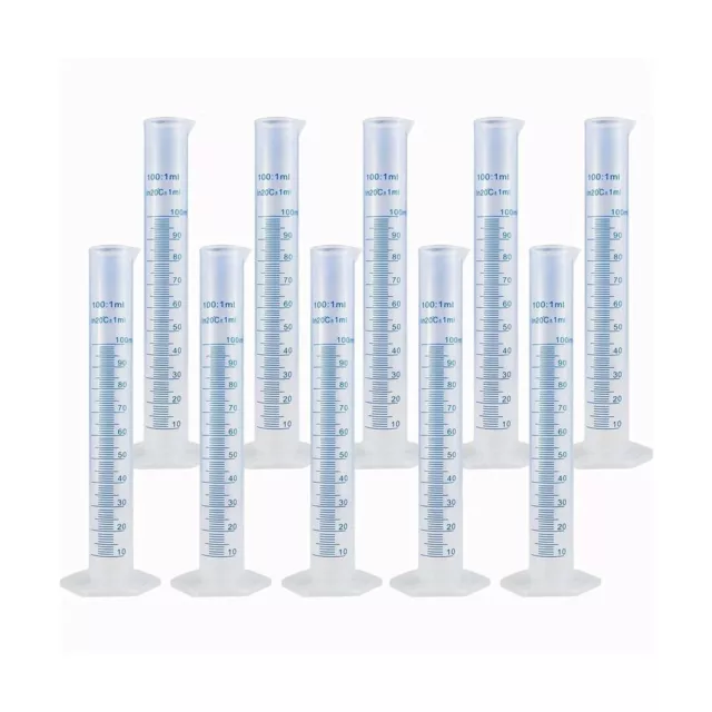 10Pack 100ml Plastic Graduated Cylinder, Plastic Measuring Cylinder