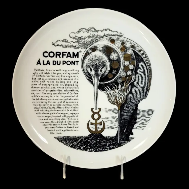 Plato de receta Piero Fornasetti Milano Fleming Joffe CORFAM A LA DU PONT Italia