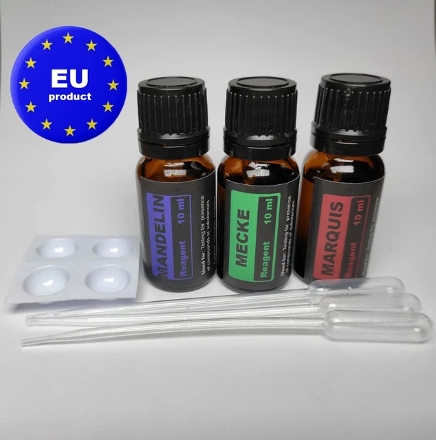 3pcs MARQUIS, MECKE, MANDELIN essential tester reagent 10ml / 100+ tests