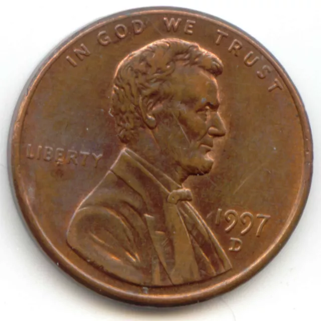 USA 1997D American One Cent Lincoln Penny 1c 1997 D EXACT COIN