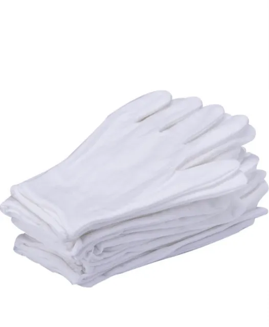 24Pcs/12 Pairs White Cotton Gloves Gloves Size S-M for Jewelry Watch Inspection