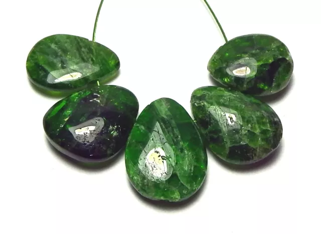 5 pcs CHROME DIOPSIDE Green 14-17mm Nugget Focal Beads NATURAL /N9