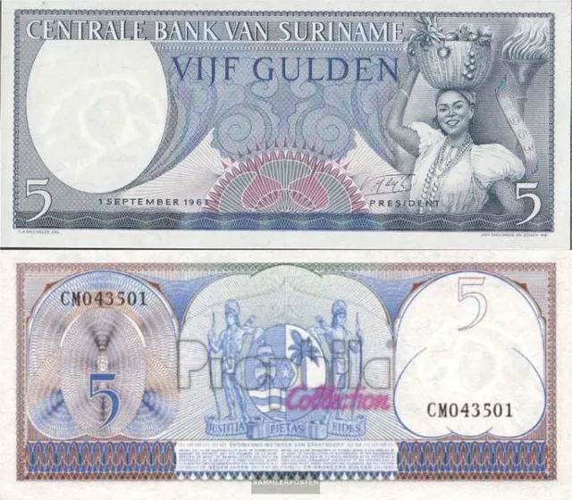 suriname Pick-number: 120b mint UNC 1963 5 Gulden