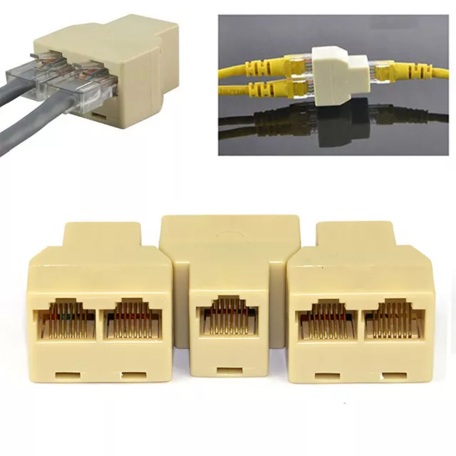 RJ45 Adapter Splitter Verteiler 8P8C Ethernet LAN Netzwerk Kabel CAT5 Koppler