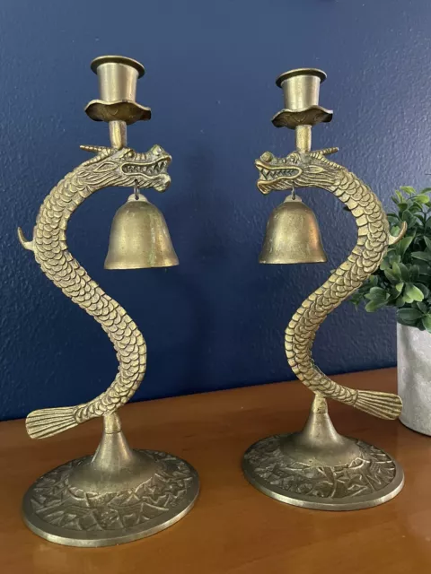 vintage brass dragon candle holder