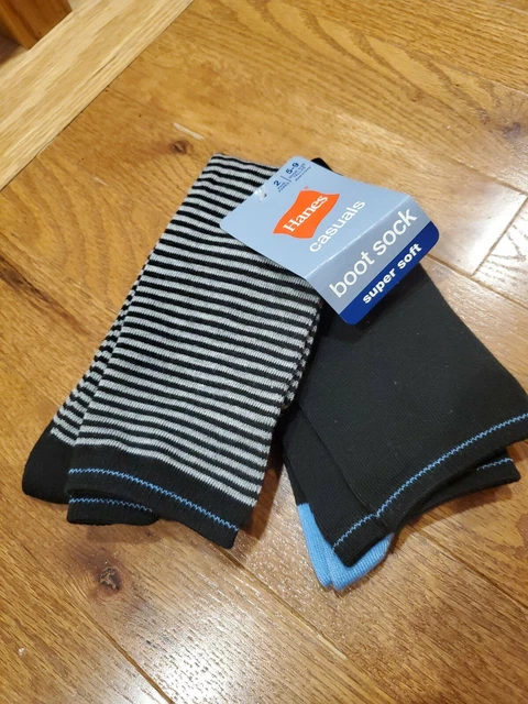New Hanes Sz 5-9 Casuals Boot Socks 2 Pair