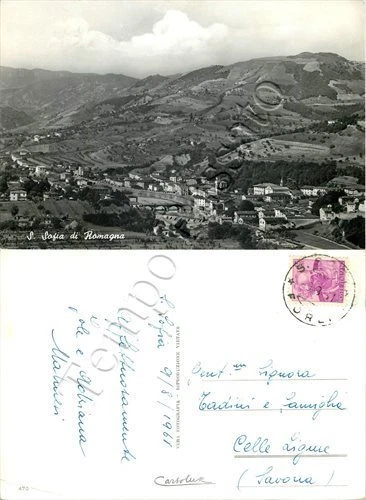 Cartolina di Santa Sofia, panorama - Forlì Cesena, 1961