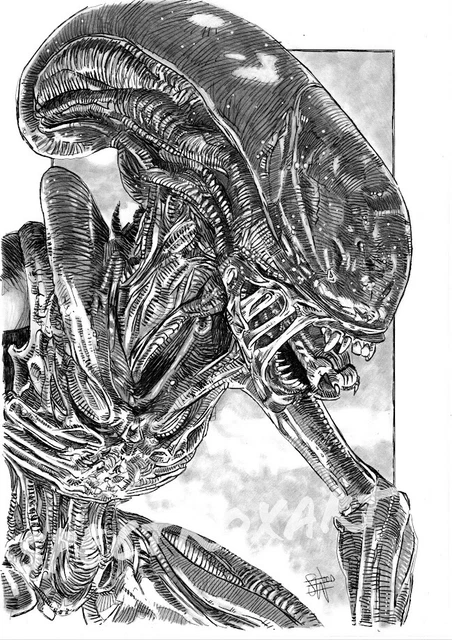 ALIEN ORIGINAL ART "Romulus Xenomorph" by Spectroxart £45.00 - PicClick UK