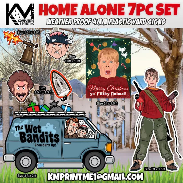 Home Alone Christmas Yard Signs Decoration 7 Piece Set (Macaulay Culkin)