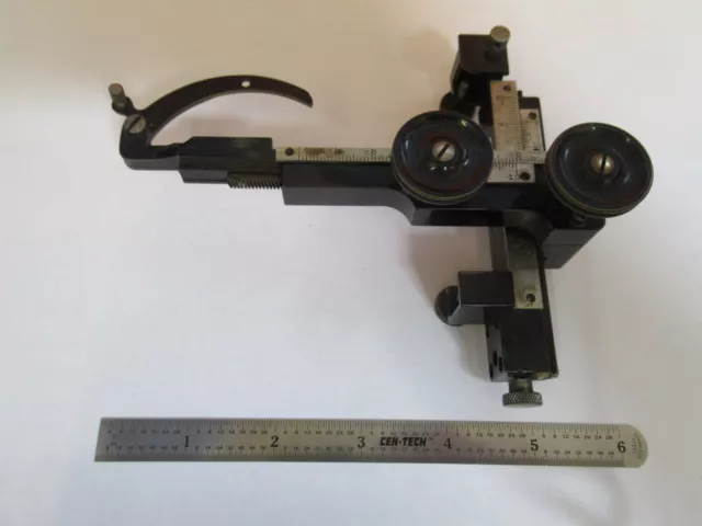 Antique Bausch Lomb Pinces Étape Spécimen Microscope Pièce Comme sur la Photo