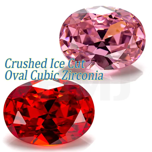 Red Pink Oval Cut Cubic Zirconia Crushed Ice Cut Gems 5A CZ Stone AAAAA Diamond