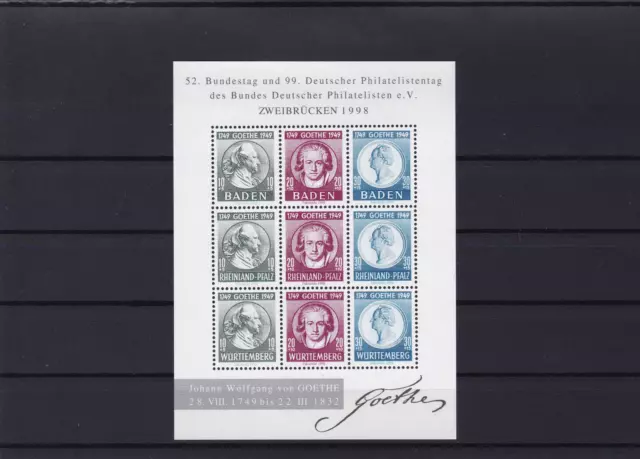 baden goathe mint never hinged stamp sheet ref r13951