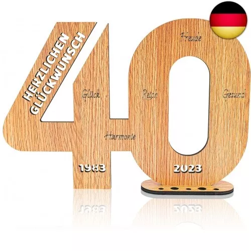 Digital Holz Schild Gästebuch-40 Geburtstage und Jubiläen-Digitale Geschenke z