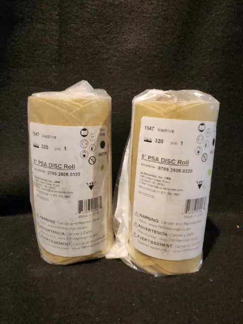 SIA 1947 Premium Gold 6" Sticky Sanding Discs Roll 320 Grit 100 Discs per Roll