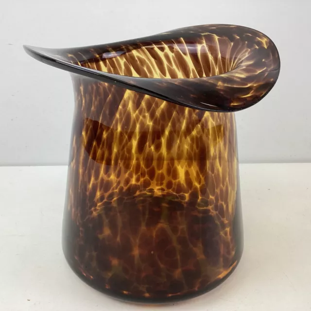 Brown And Orange Tophat Shaped Glass Vase (H2) S#565