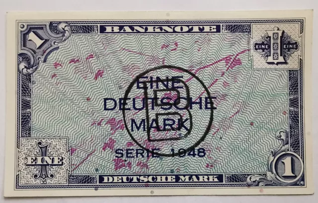 Eine Deutsche Mark Serie 1948 Banknote B Stempel