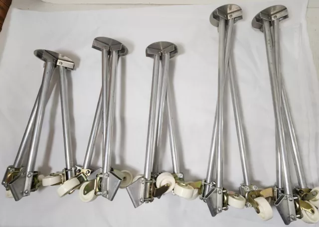 Rolling Light Stand Base Only.  Lot of 5.  Folds Up.  Aluminum