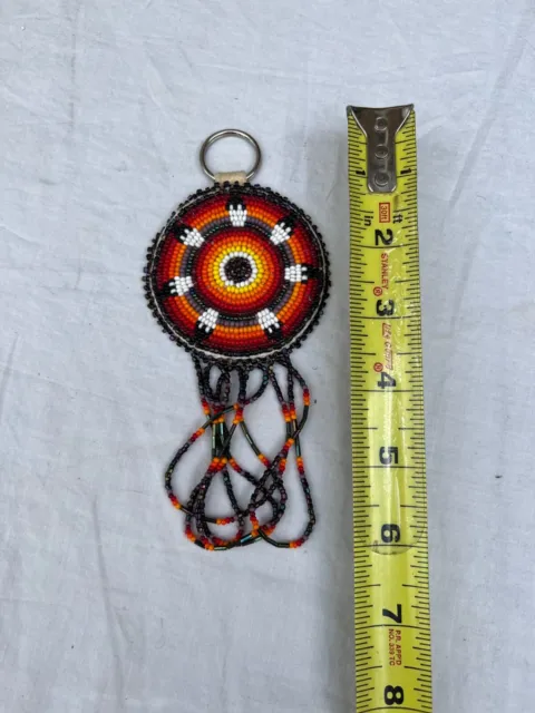 Native American Round beaded keychain ROUND BC15