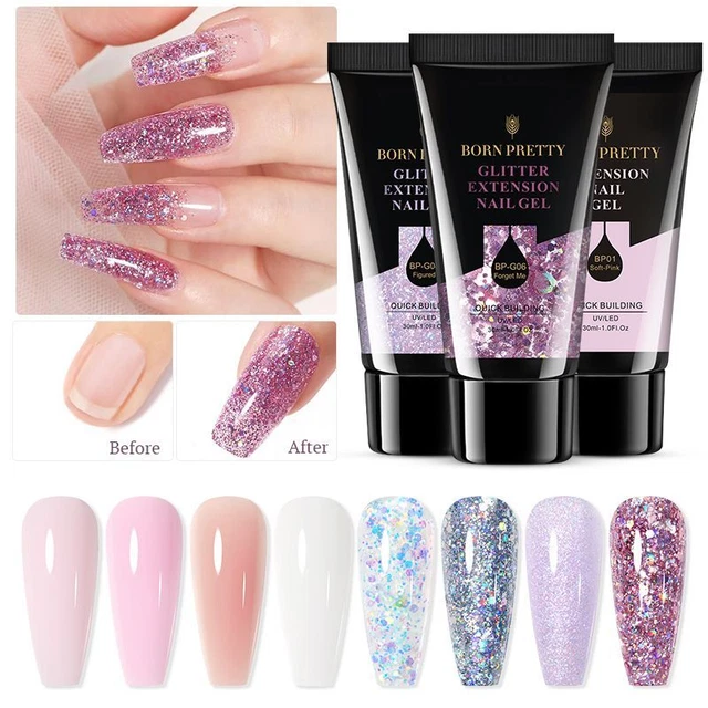Gel de uñas de extensión 30 ml remojo UV gel de extensión acrílico brillo lentejuelas