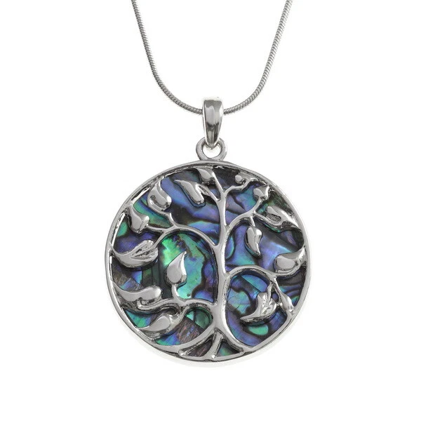Tree of Life PAUA Shell Necklace, Abalone Shell Tree of Life Pendant Necklace