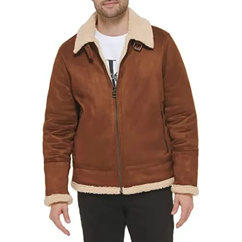 Calvin Klein Faux Leather Men-Bomber Jacket with S - Choose SZ/color