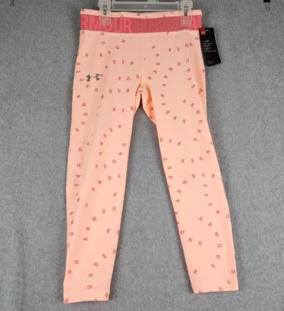 Under Armour Stretch Pants Youth Large Peach Pink Leggings Yoga