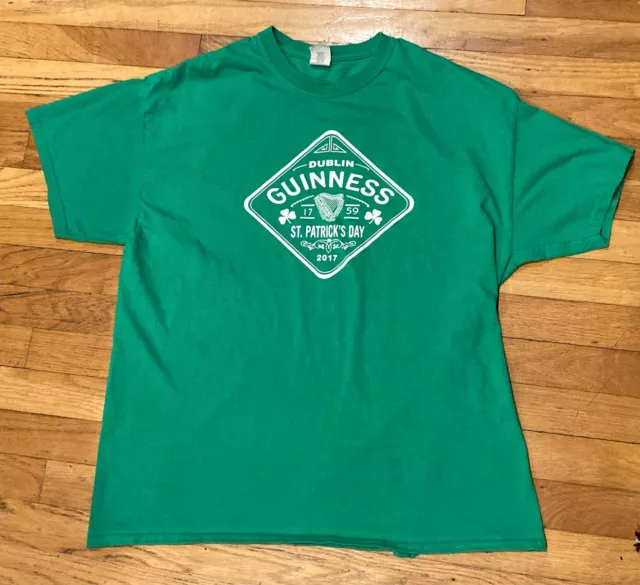 GUINNESS Draught Stout ST PATRICK'S DAY 2018 XL Green Cotton T Shirt Dublin 1759