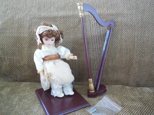 NEW! Musical Mallory with Harp Porcelain Doll By Heritage Signature Collection