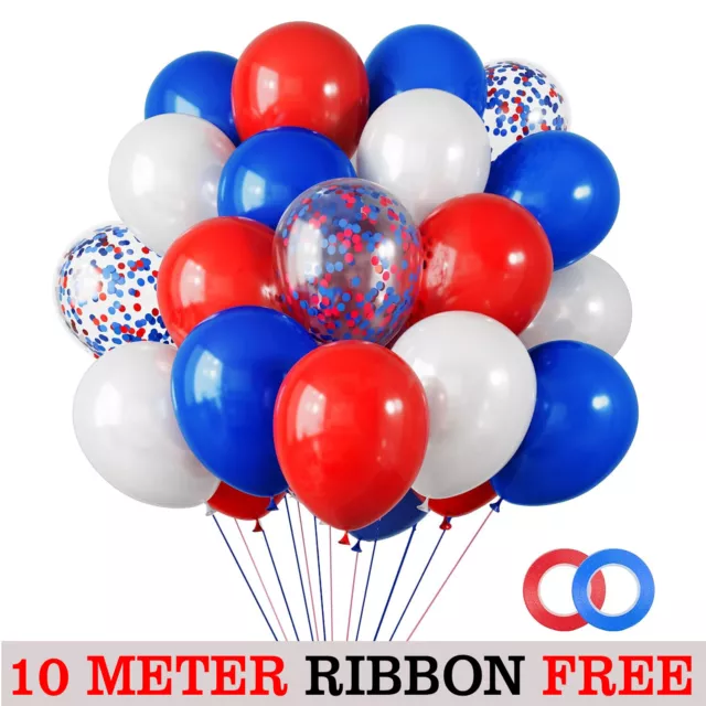 Red White Blue Mix Latex Balloons VE Day Street Party Royal UK Flag Patriotic UK