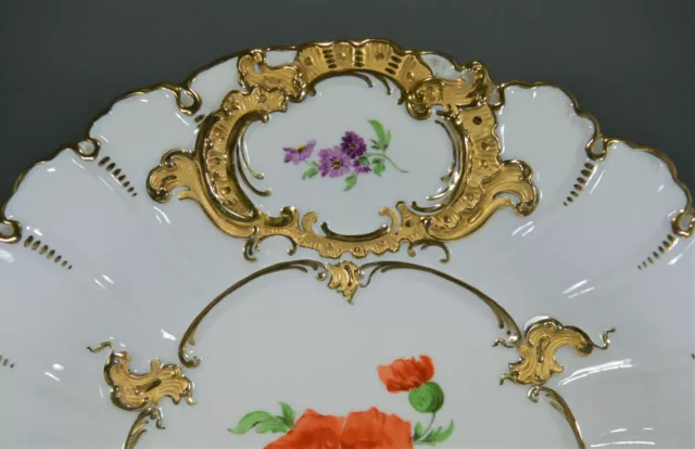 Meissen Prunkplatte Platte Prunkschale Schale plate Blumen bowl dish 邁森 マイセン 3