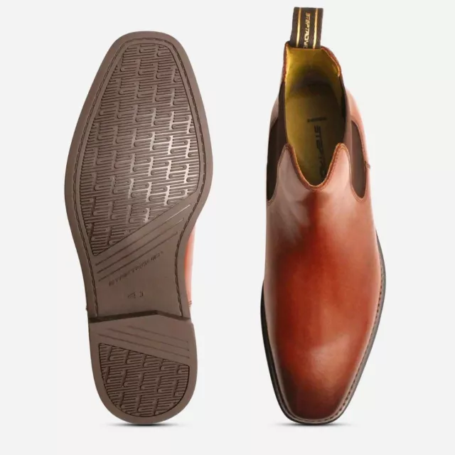 STEPTRONIC SQUARE TOE Designer Tan Chelsea Boots 60.00 PicClick UK
