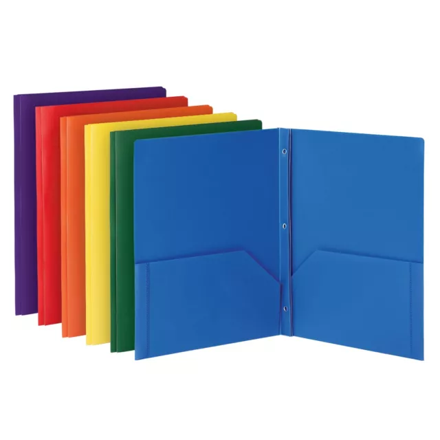 Oxford 2 Pocket Folders with Fasteners Sturdy Plastic Folders Letter Size Ass...