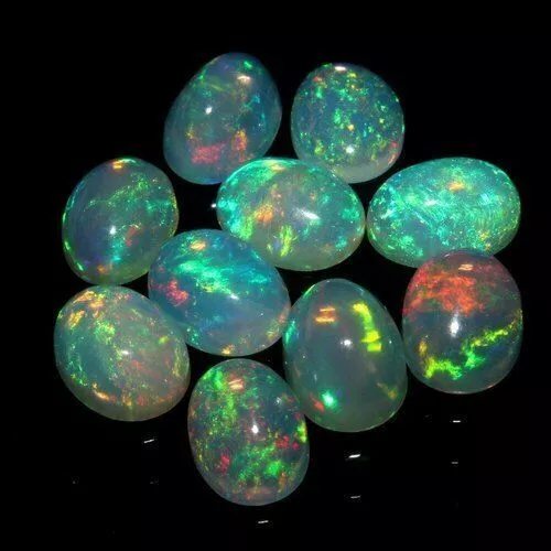 Beautiful Multi Fire Natural Opal Cabochon Wholesale Oval Lot For Making Jewelry 2