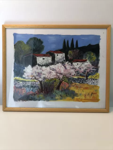 Tableau Paysage de Provence Peinture acrylique Cadre en bois