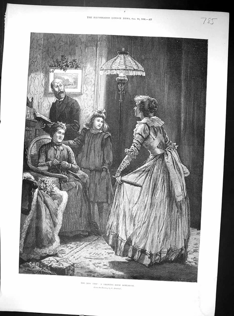 Old 1896 Drawing-Room Rehearsal Family Home Ladies Dress Vicuna Walki 19th