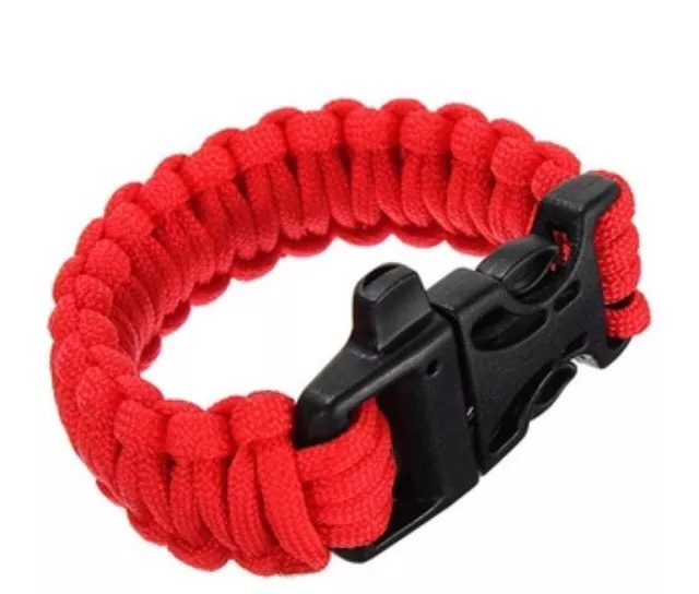 Paracord Survival tactical Bracelet Cord Buckle With Whistle New Red