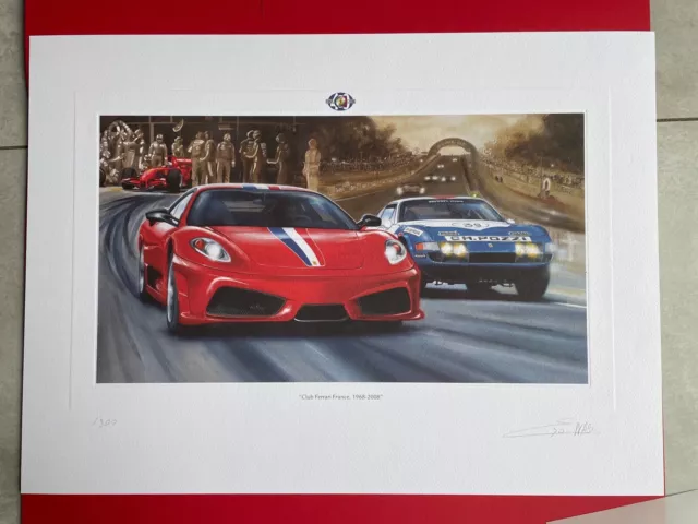 Enzo Naso Lithographie Club Ferrari 40e Anniversaire 40ans 430 Scuderia Daytona