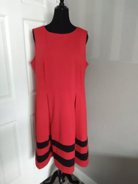 Calvin Klein Size 20W Sleeveless Red Fit And Flare Dress